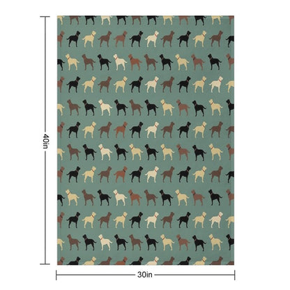 Labrador Retriever Dog Silhouettes Pattern with Chocolate, Yellow, Red And Black Labs Throw Blanket