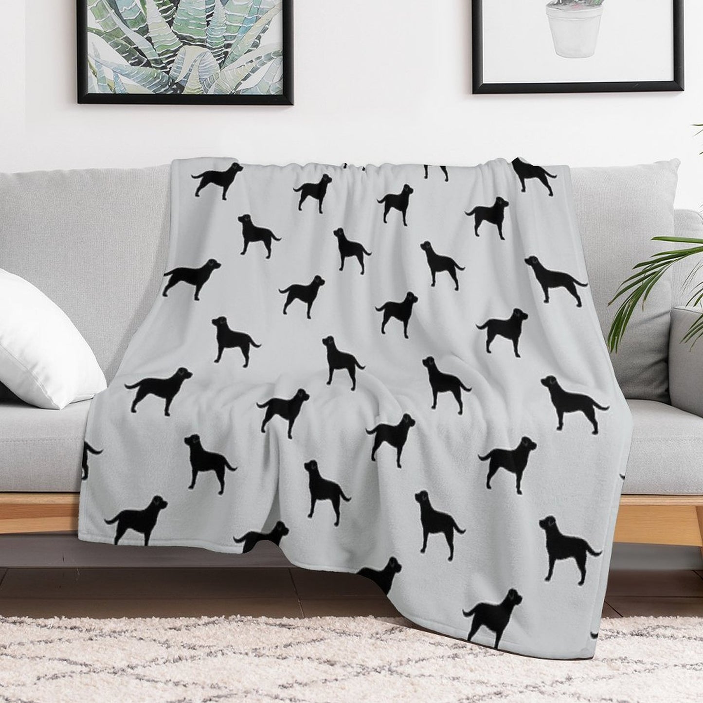 Black Labrador Retriever Silhouette(s) Throw Blanket