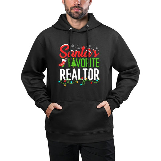 Santas Favorite Realtor Christmas Real Estate Agent Funny Medium-Weight Fabric Hoodie