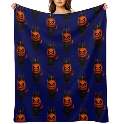 Halloween Pumpkin Monster Creepy Cute Art Throw Blanket
