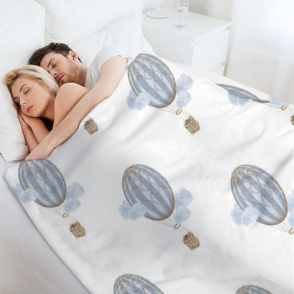 Blue Vintage Hot Air Balloon Throw Blanket