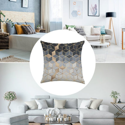 Soft Blue Gradient Cubes Linen Throw Pillow Cover