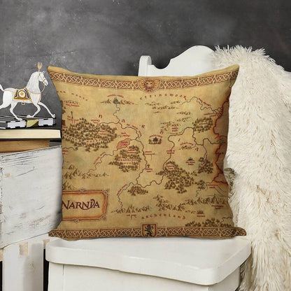Map of Narnia Linen Throw Pillow Cover