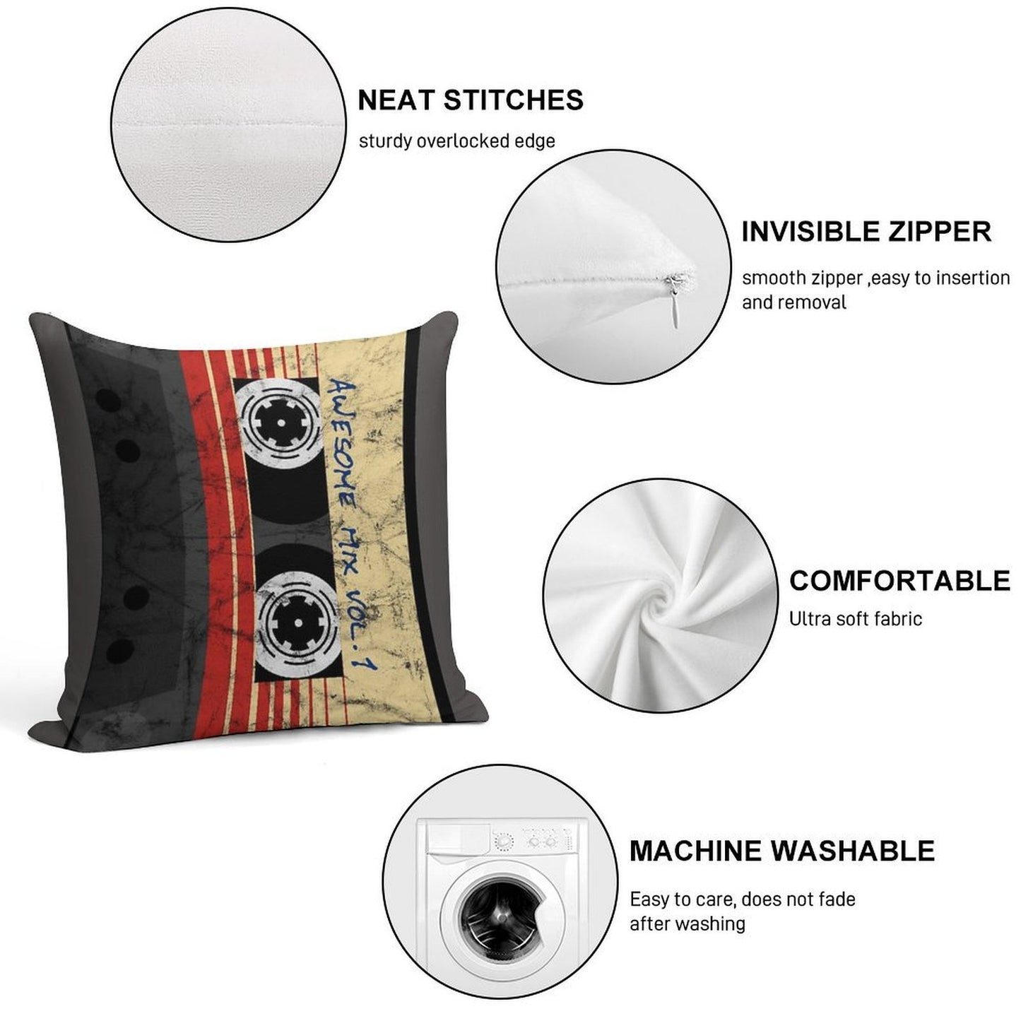 Vintage Awesome Mixtape Vol. 1 Soft Style Accent Throw Pillow