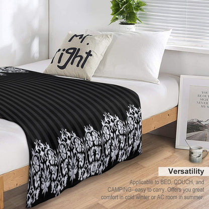 Black And White Damask Pattern Throw Blanket