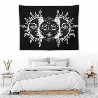 Vintage Sun And Moon Solar Eclipse Tapestry