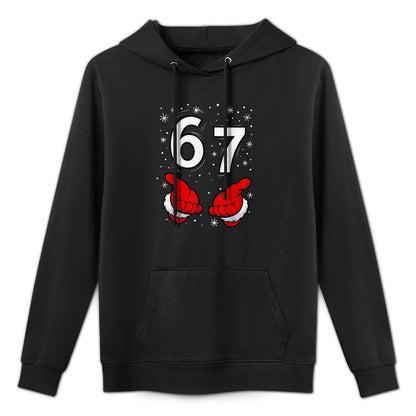 Funny Santa 6 7 Meme Six Seven Christmas 67 Italian Brainrot Kangaroo Pocket Hoodie