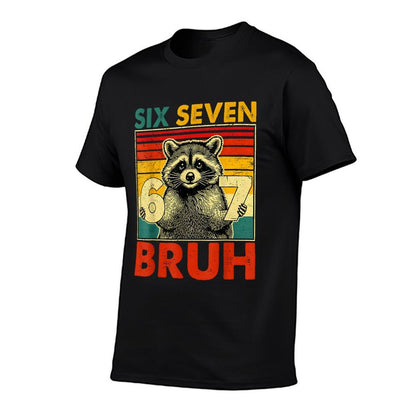 67 Meme 6 7 Numbers Raccoon Six Seven Bruh Funny Boys Kids  Slim-fit Cut T-Shirt