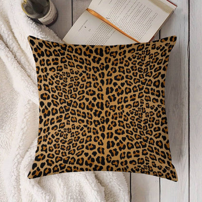 Trendy Leopard Print Aesthetic – Wild Animal Pattern Design Linen Throw Pillow Cover