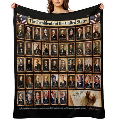 Presidents of The United States of America Horizontal in Full Color Throw Blanket