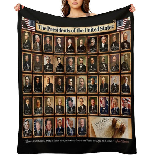 Presidents of The United States of America Horizontal in Full Color Throw Blanket