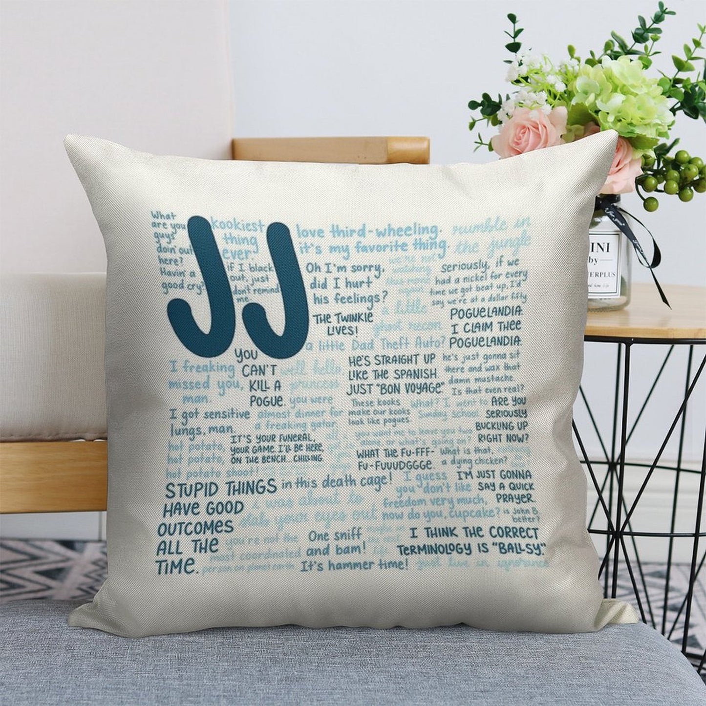 JJ Outer Banks S2 Quotes Linen Throw Pillow Cover