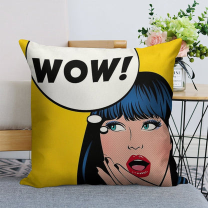 Pop Art - Wow Apron Backpack Etc Linen Throw Pillow Cover