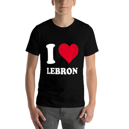 Red Heart I Love Lebron  Fade-proof Color T-Shirt