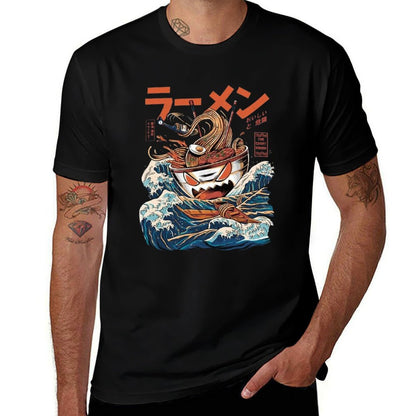 The Black Great Ramen  Rolled Sleeves T-Shirt