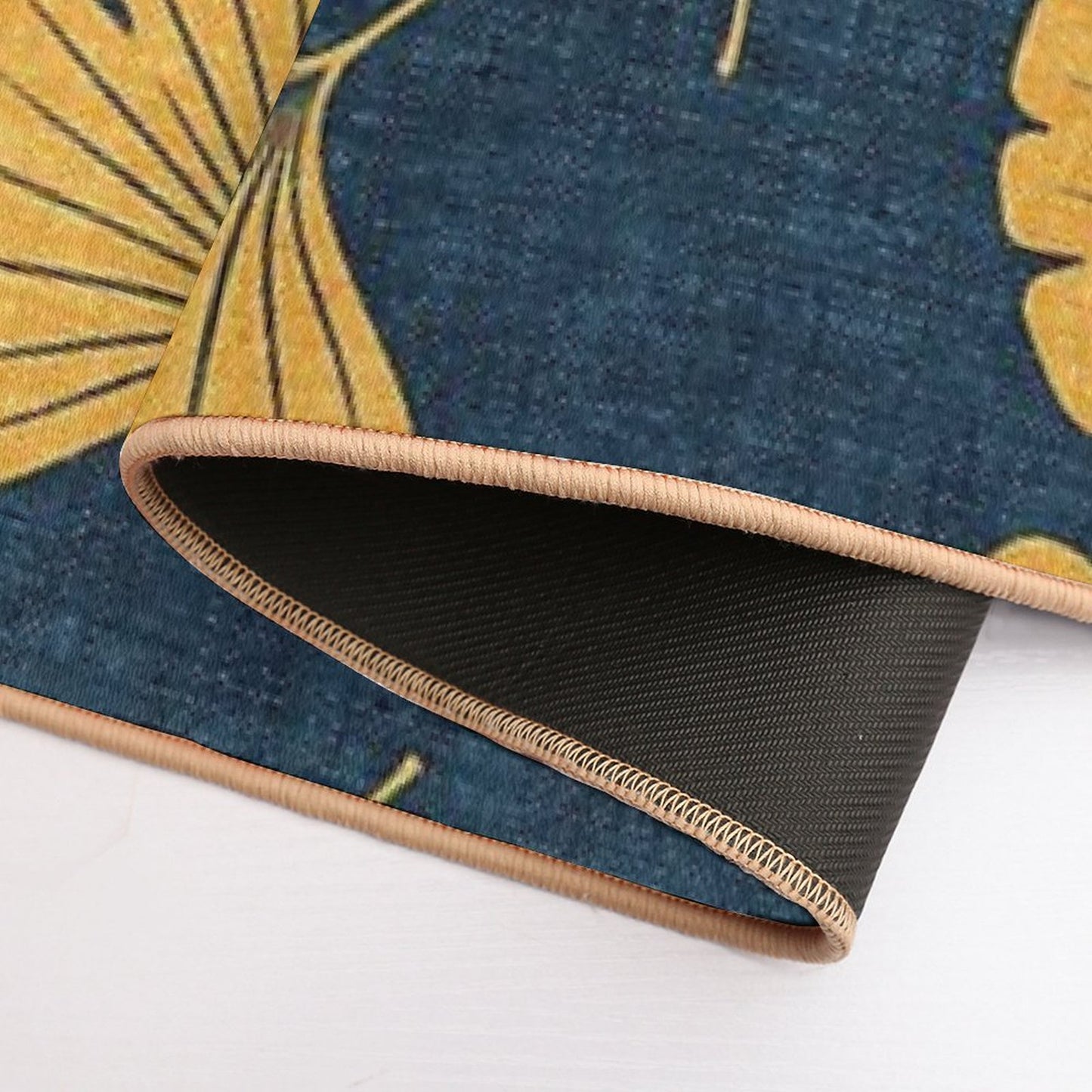 Ginkgo Biloba -  Gingko Leaves  - Blue Bath Mat