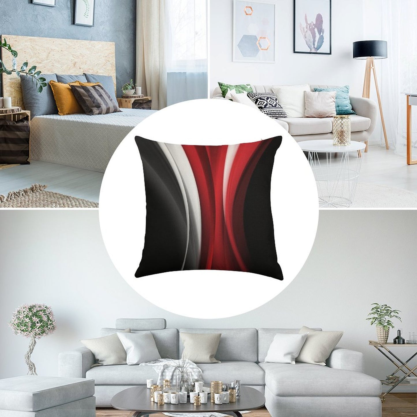 Red And White Linen Throw Pillow Cover