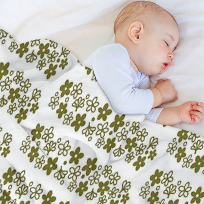 Vintage Pyrex Spring Blossom Design Green Throw Blanket