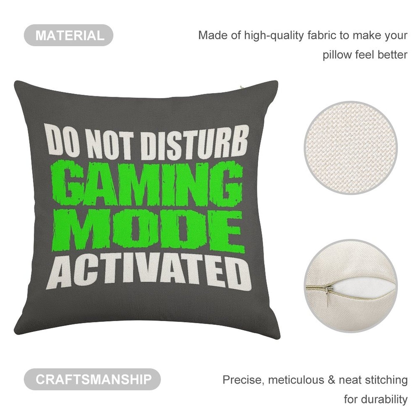 Gaming Mode Linen Throw Pillow Cover