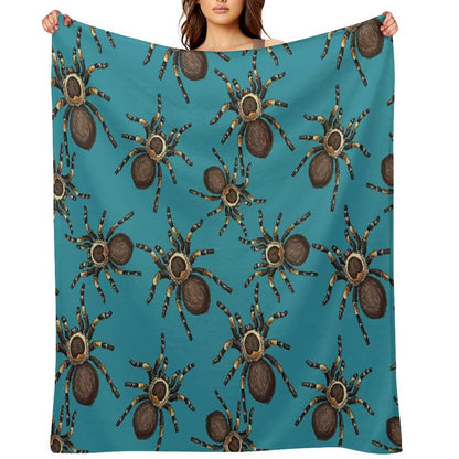 Tarantula on Blue Throw Blanket