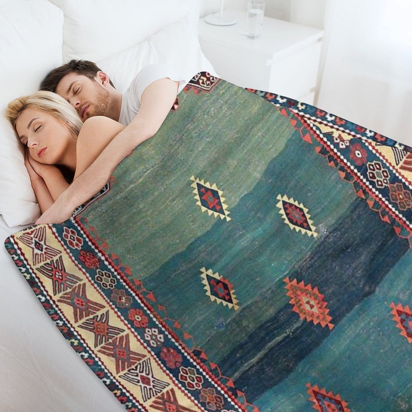 Sivas Antique Turkish Niche Kilim Print Throw Blanket