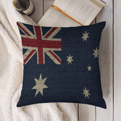 Vintage Australian Flag Linen Throw Pillow Cover