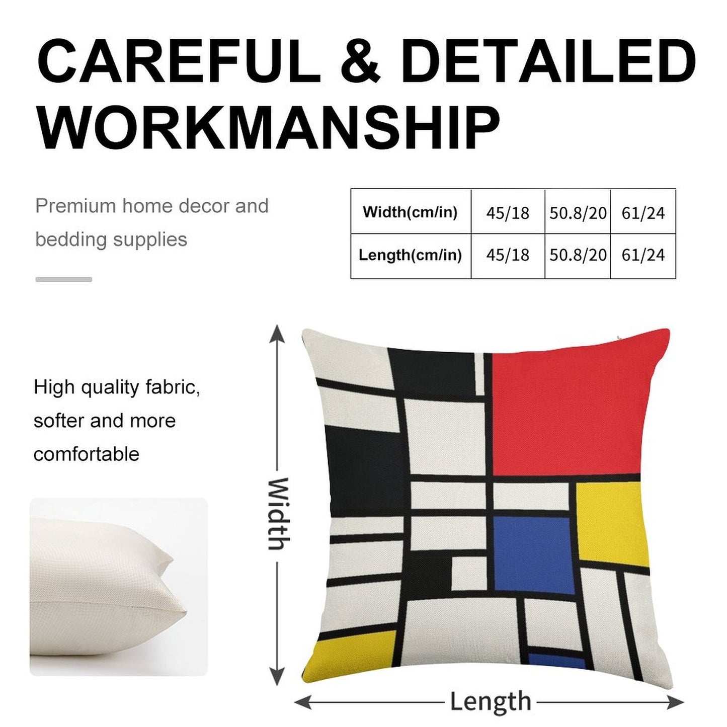 De Stijl #1 Linen Throw Pillow Cover
