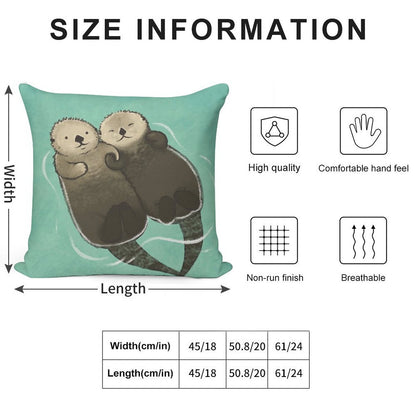 Significant Otters - Otters Holding Hands Soft High-Density Material Throw Pillow