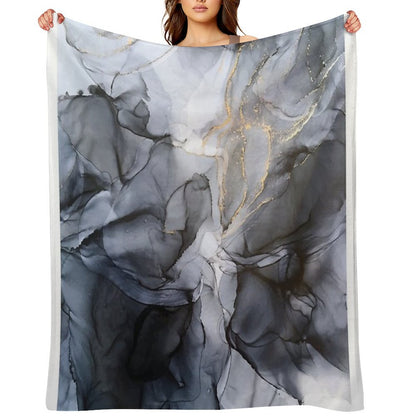 Calm But Dramatic Light Monochromatic Black & Grey Abstract Throw Blanket