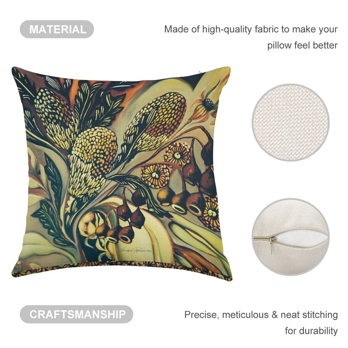 The Colours of Australia Linen Throw Pillow Cover