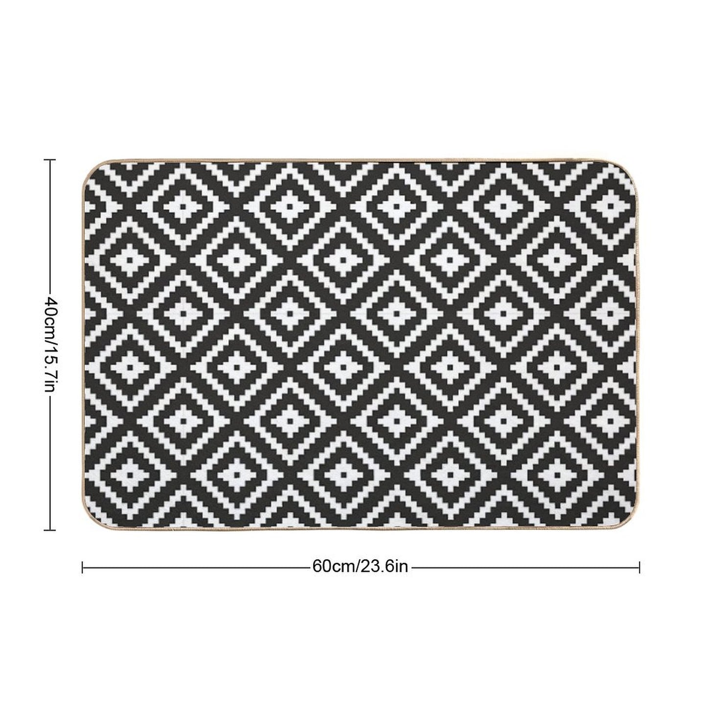 Aztec - White on Black Bath Mat