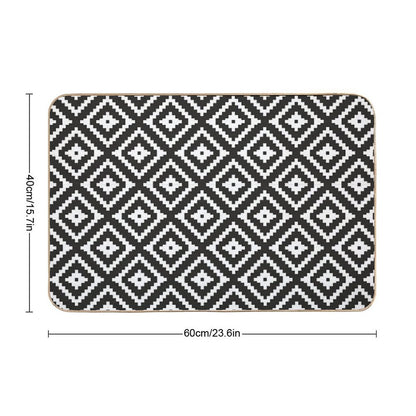 Aztec - White on Black Bath Mat