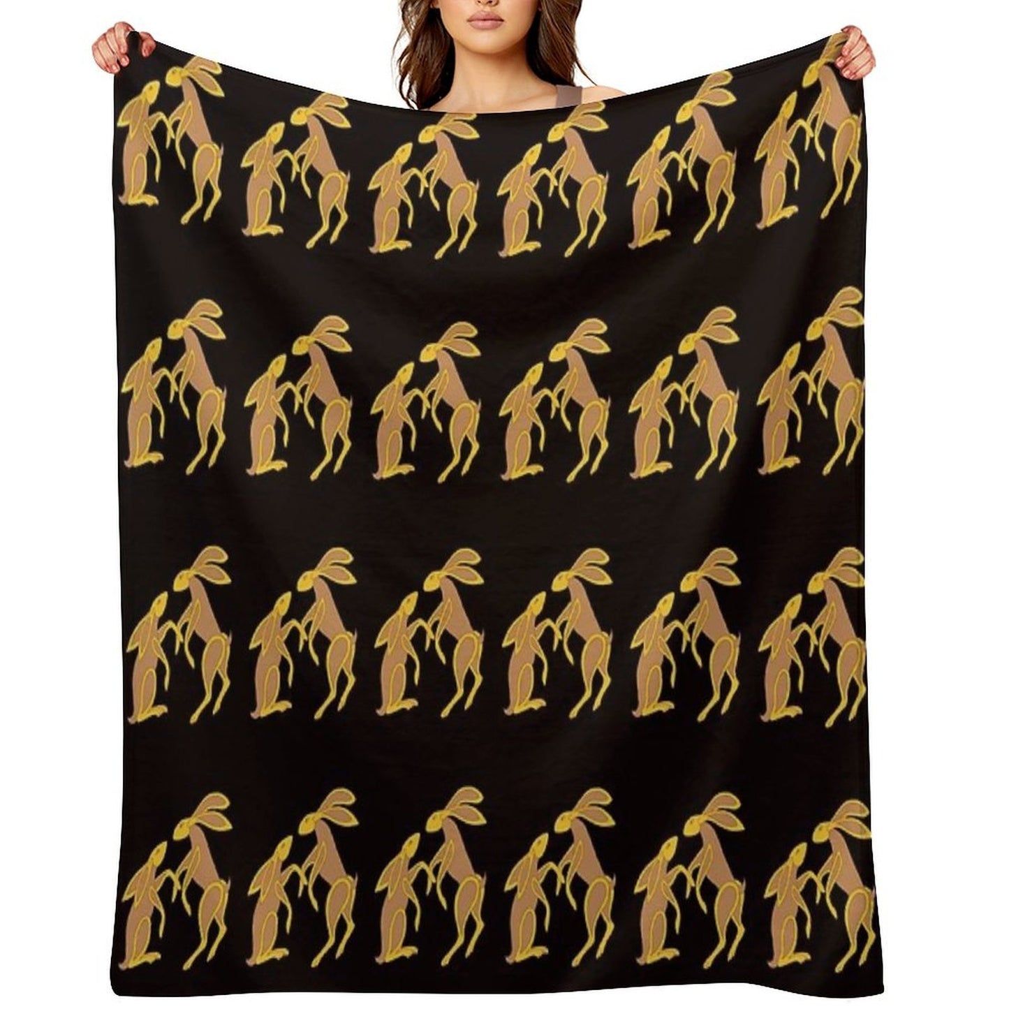 Prancing Celtic Hares Throw Blanket