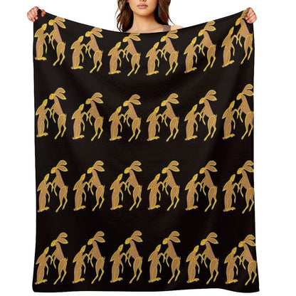 Prancing Celtic Hares Throw Blanket