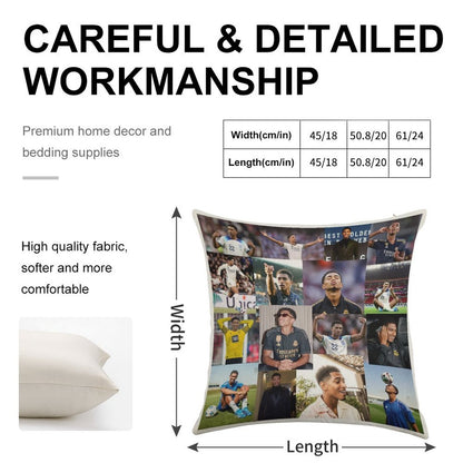 Jude Bellingham Collage Linen Throw Pillow Cover