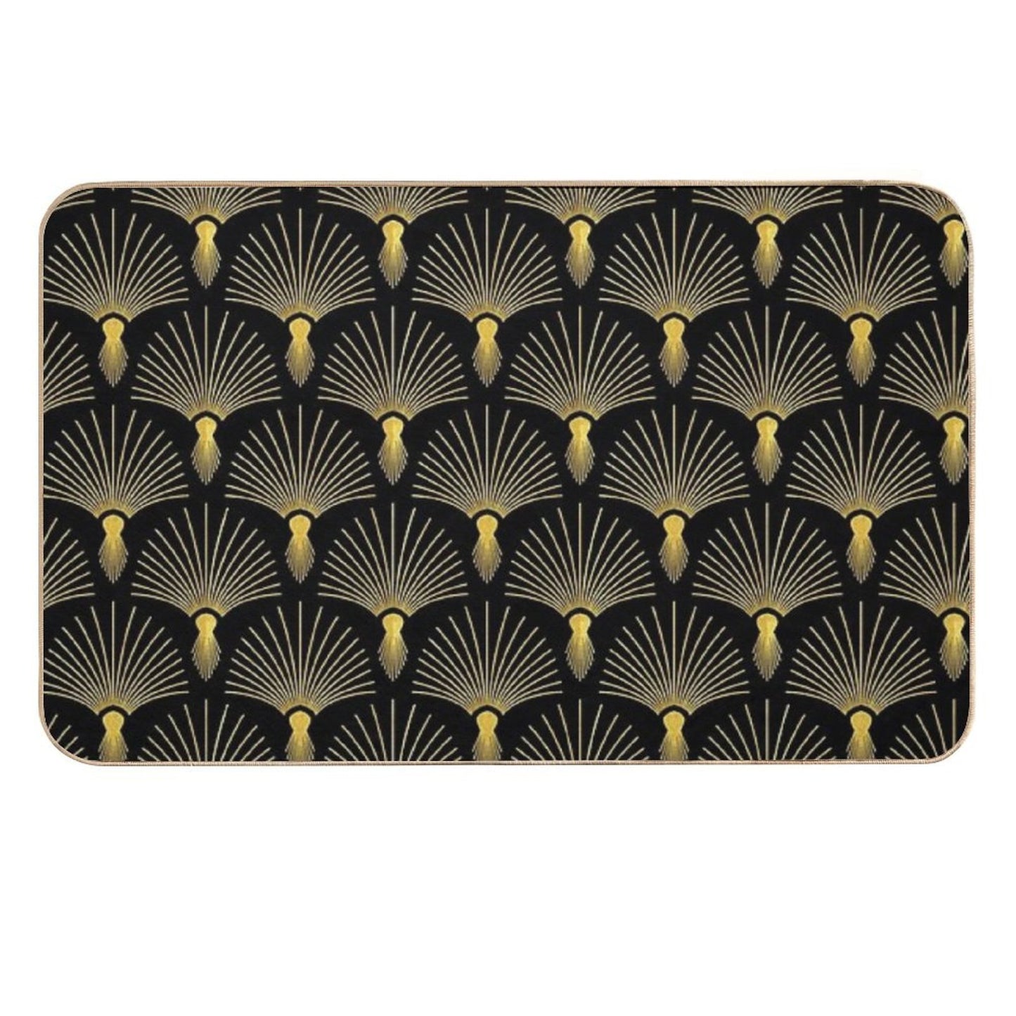 Vintage Hollywood Elegant Golden And Black Art Deco  Pet-Safe Bath Mat