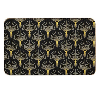 Vintage Hollywood Elegant Golden And Black Art Deco  Pet-Safe Bath Mat