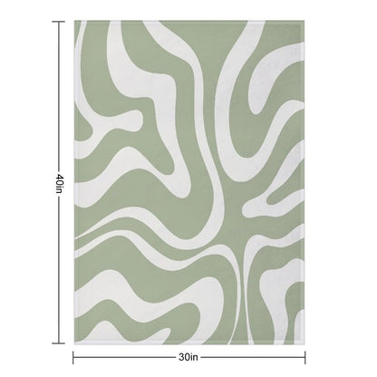 Liquid Swirl Abstract Pattern in Sage Green And Nearly White Throw Blanket
