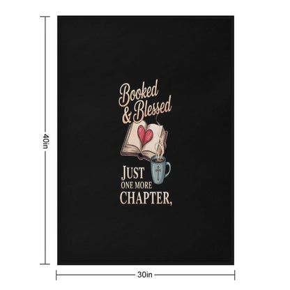 Womens Booked & Blessed, Just One More Chapter, Cozy Book Throw Blanket