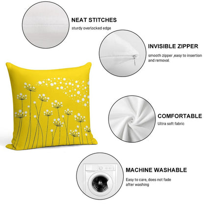 Dandelions (on Yellow) Soft Bedroom Essential Throw Pillow