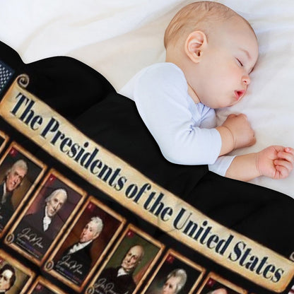 Presidents of The United States of America Horizontal in Full Color Throw Blanket