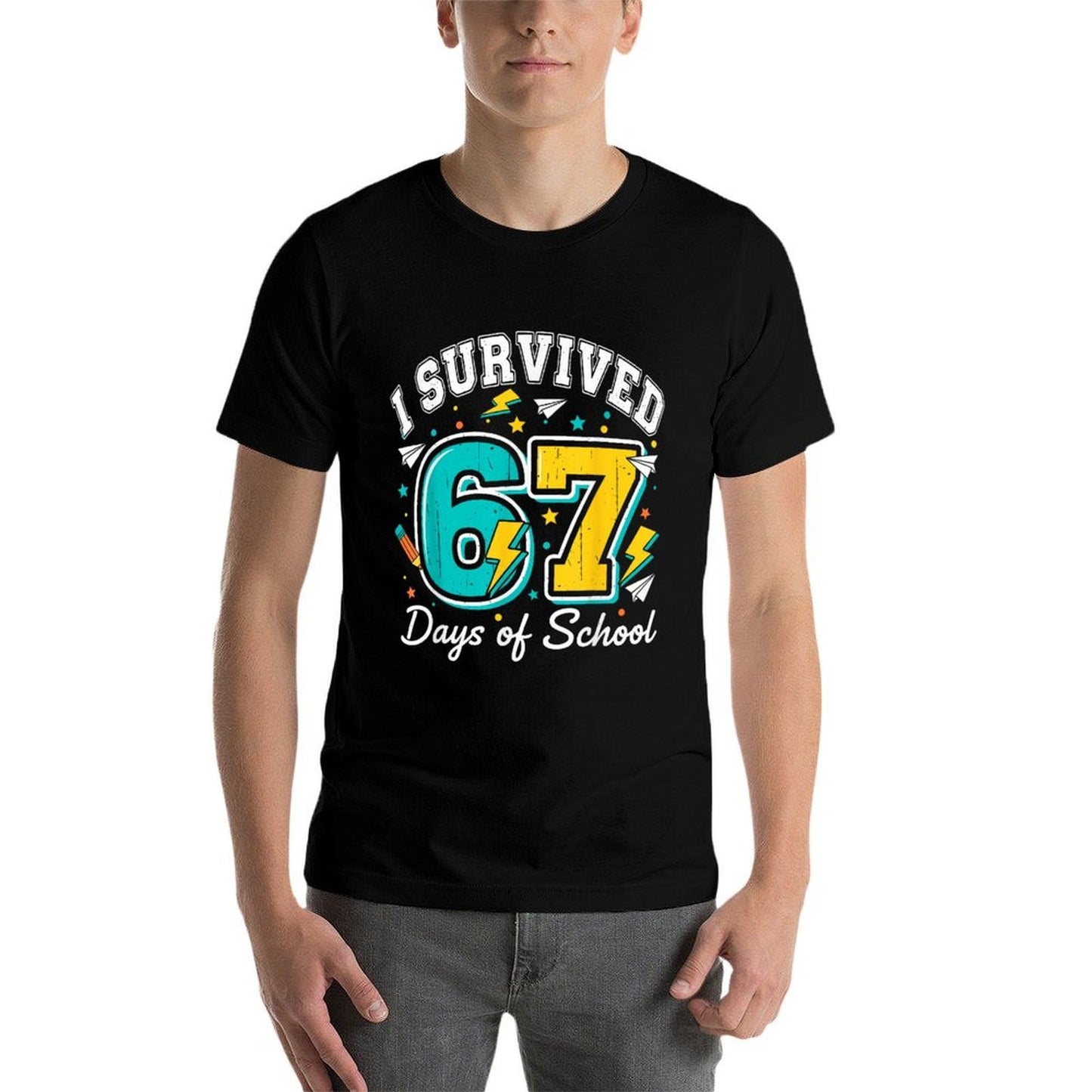 I Survived 67 Days of School Funny 67 Teachers Students Meme  Moisture-wicking T-Shirt