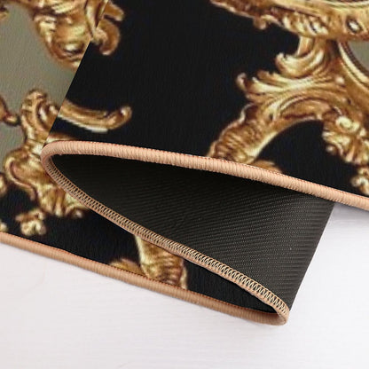 Golden Ornamental Baroque Symmetrical Bath Mat
