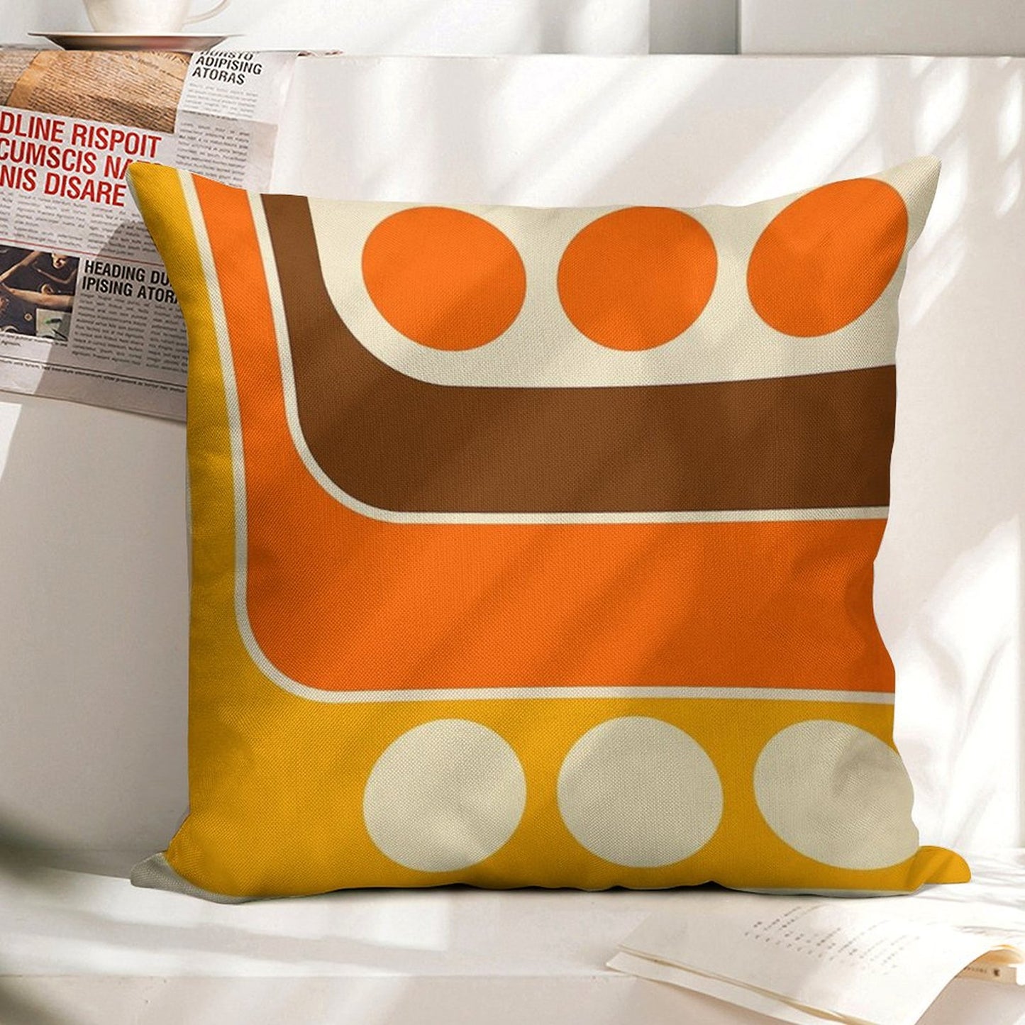 Retro Geometric Design 653 Linen Throw Pillow Cover