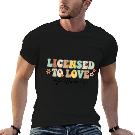 Licensed To Love Foster Mom Foster Mama Adoption Day Groovy T-Shirt