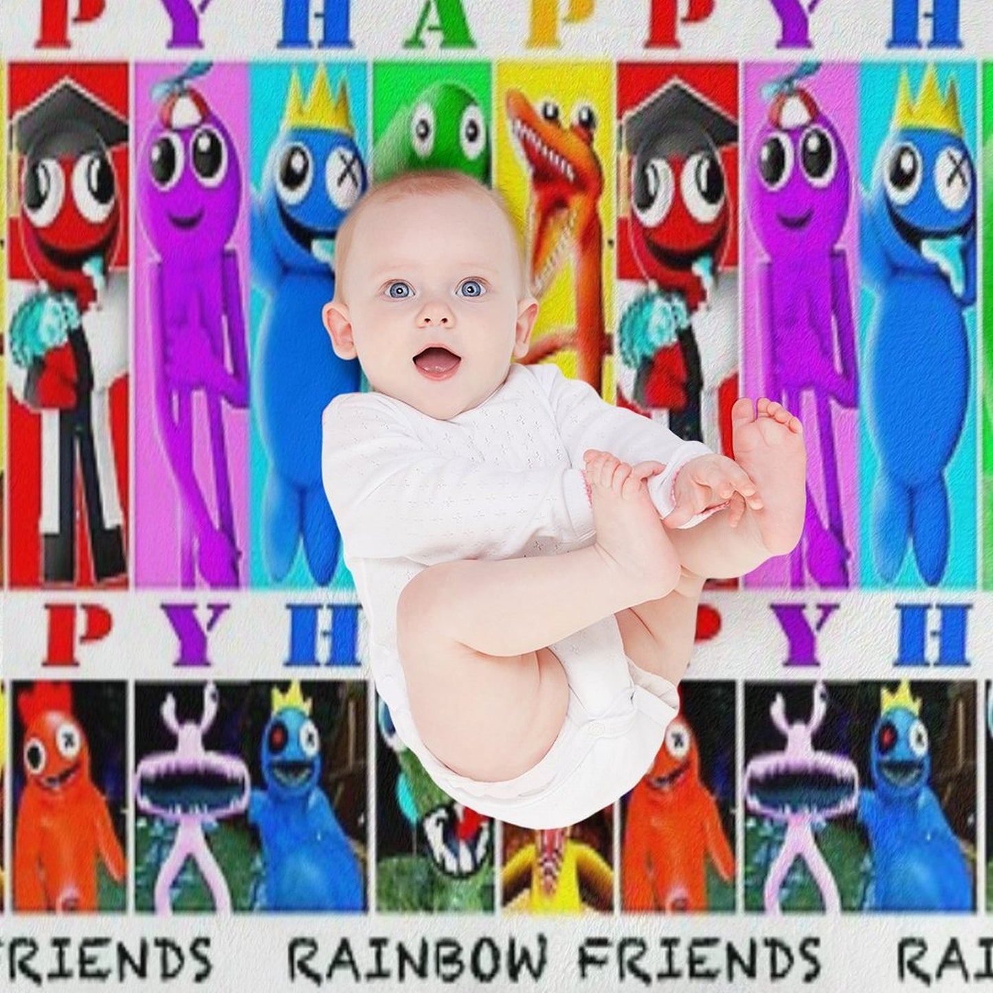 Rainbow Friends Happy Happy Throw Blanket