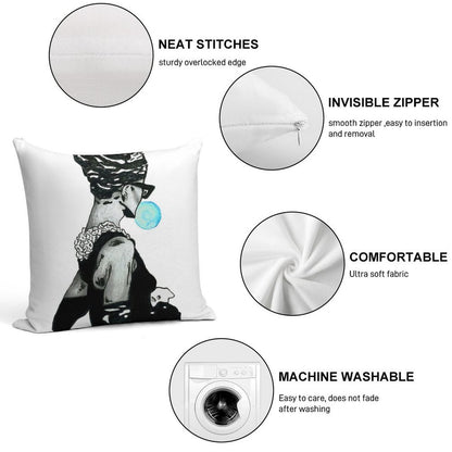 Audrey Hepburn at Tiffany's 3 Soft Washable Throw Pillow