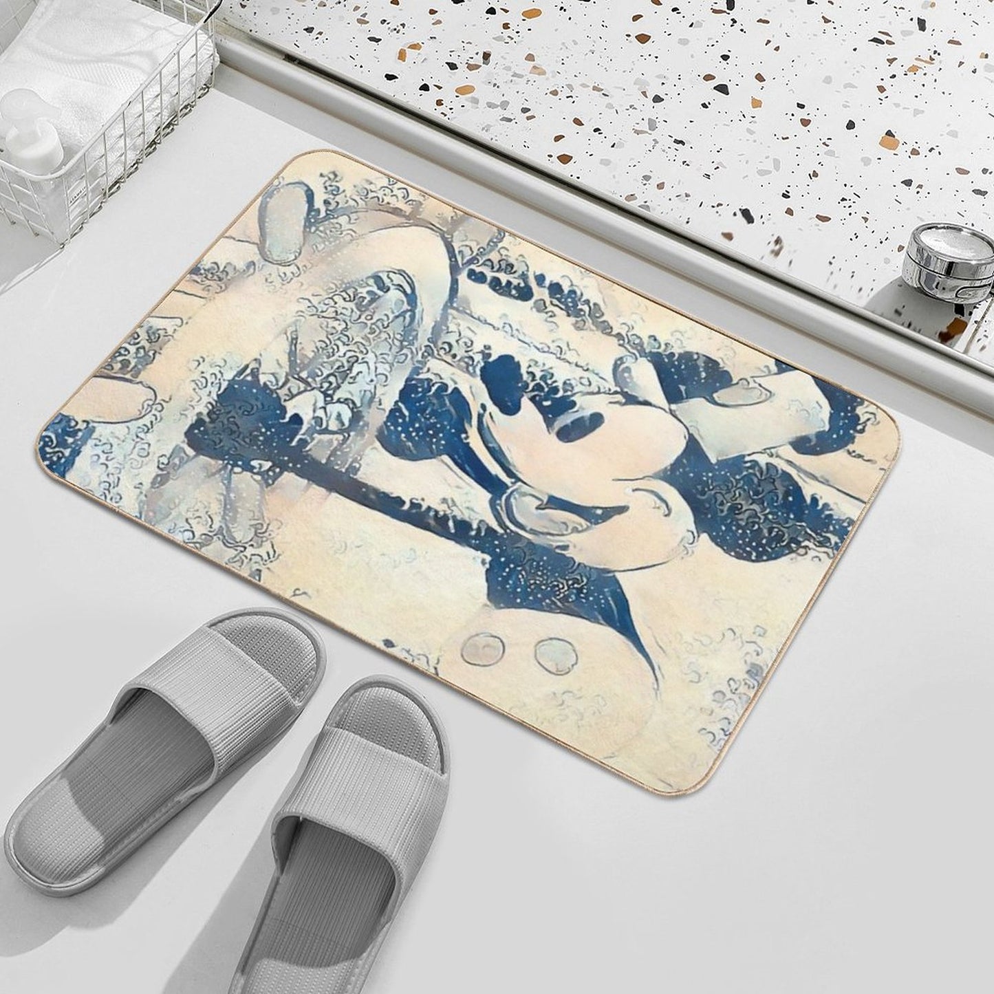 Steamboat Mickey in The Style of 'The Great Wave' Bath Mat
