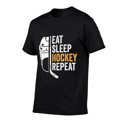 Eat Sleep Hockey Repeat Kids Adult Ice Hockey Retro Vintage T-Shirt