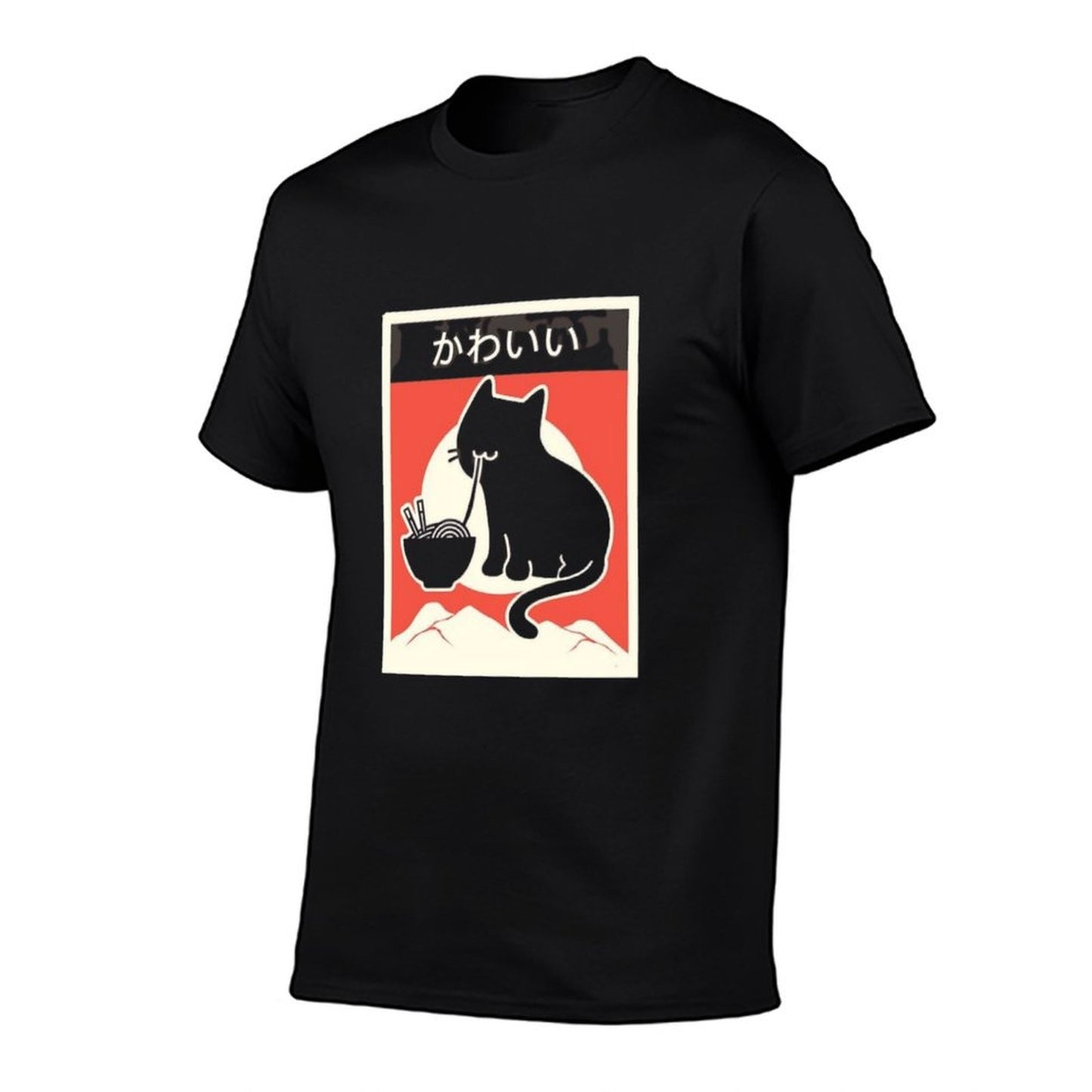 Kawaii Vintage Style Japenese Ramen Cat  Eco-friendly Material T-Shirt